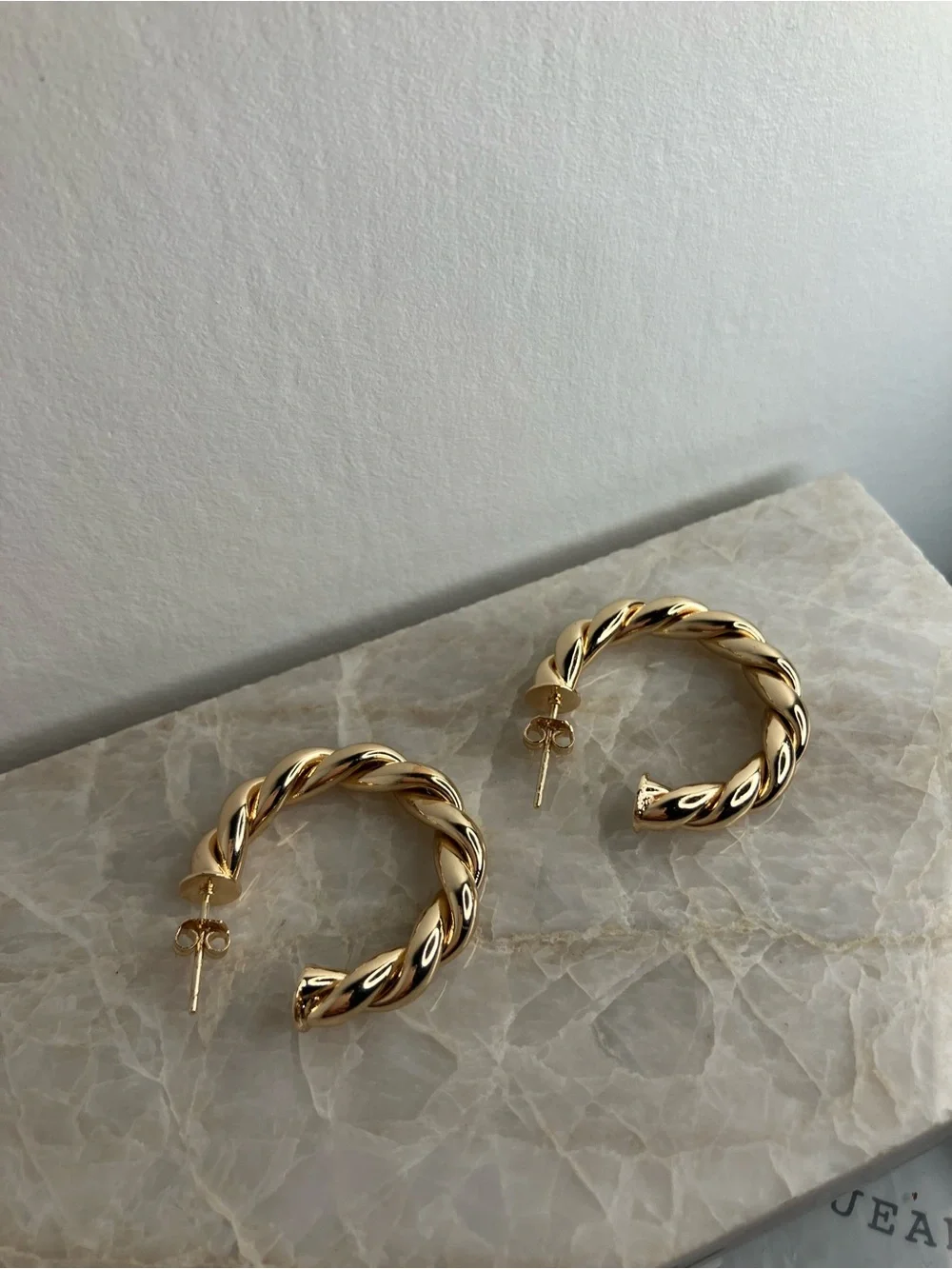 14K Gold Plated Twisted Hoop Earrings 30mm | Large Rope Hoops